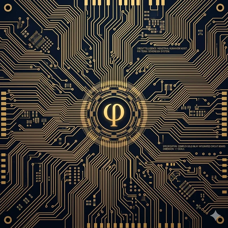 Intricate integrated circuit board with gold circuitry and deterministic paths